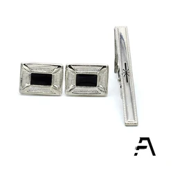 Promotion cheap  metal cuff links and tie clip sets