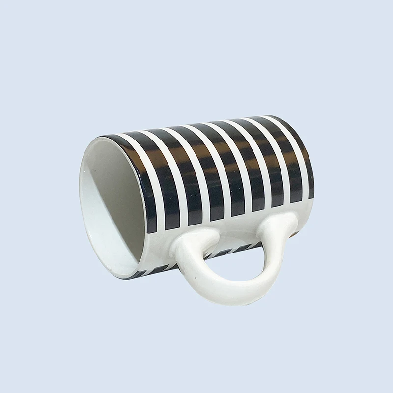 
Simple style ceramic white mugs black stripe water cup coffee cup milk cup 