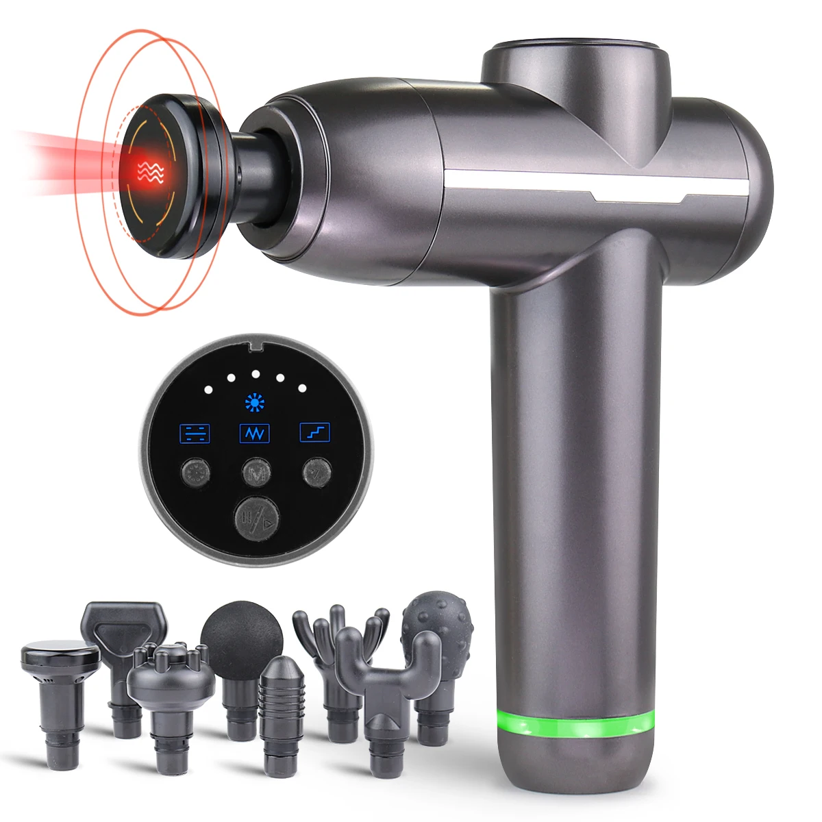 
2021 Cordless GYM Quiet Fitness Massager heated head massage gun spot fascia gun massage gun with heat plate 