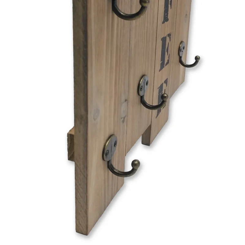 
Wholesale Wall Mount Rustic Wooden Coffee Cup Hook for Home Kitchen Decor Mug Organizer with 8 Hooks Storage and Collection 