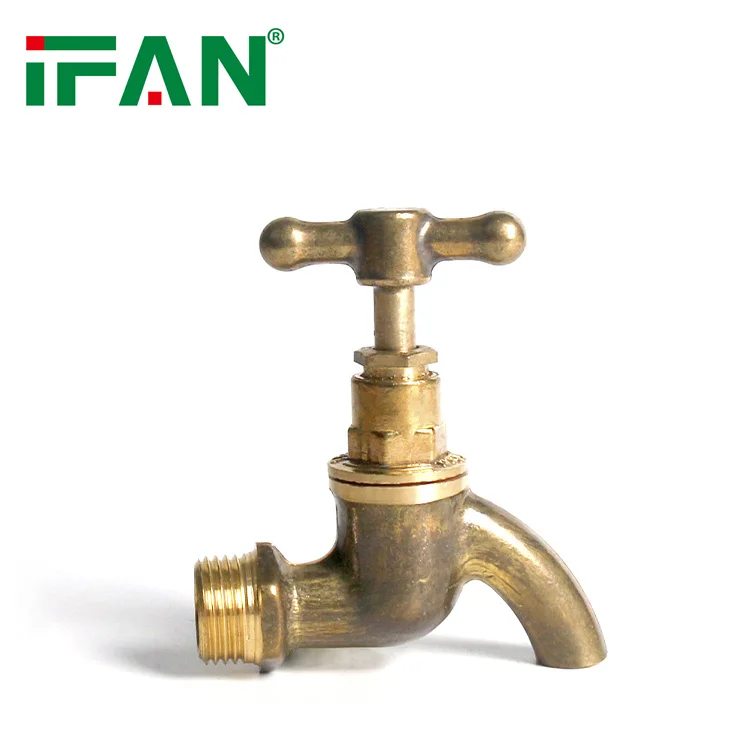 IFAN Factory Forged Copper Bib Cock Outdoor Brass Water Tap Garden Gold Color Faucet