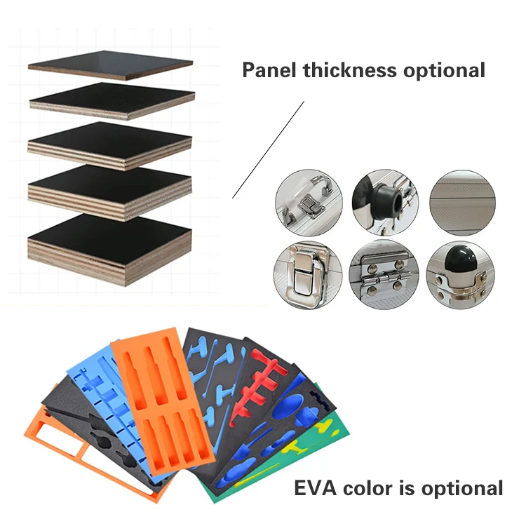 Portable fireproof aluminum flight case with rigid EVA foam insert, suitable for storage  case of tools and hardware accessories