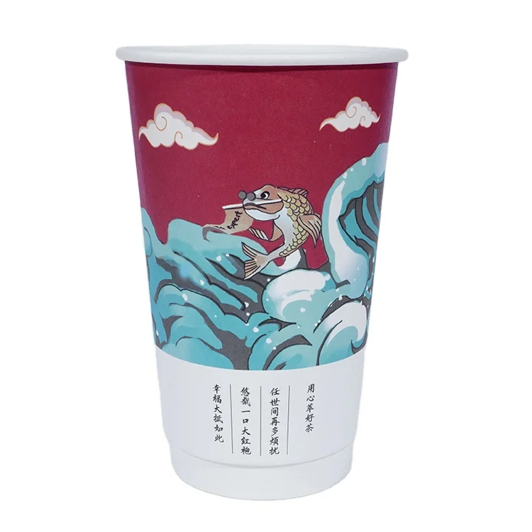 Custom Logo Disposable Paper Printed Coffee Cup Tea Packaging Eco-friendly From Manufacturer Factory