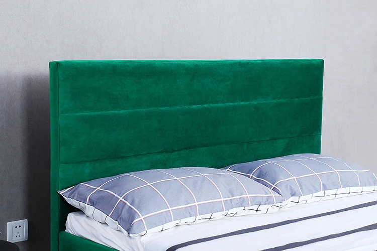 Willsoon Modern Design Luxury King Size Bed Lightweight with Velvet Fabric Golden Stainless Steel Foot Soft Leather Upholstery