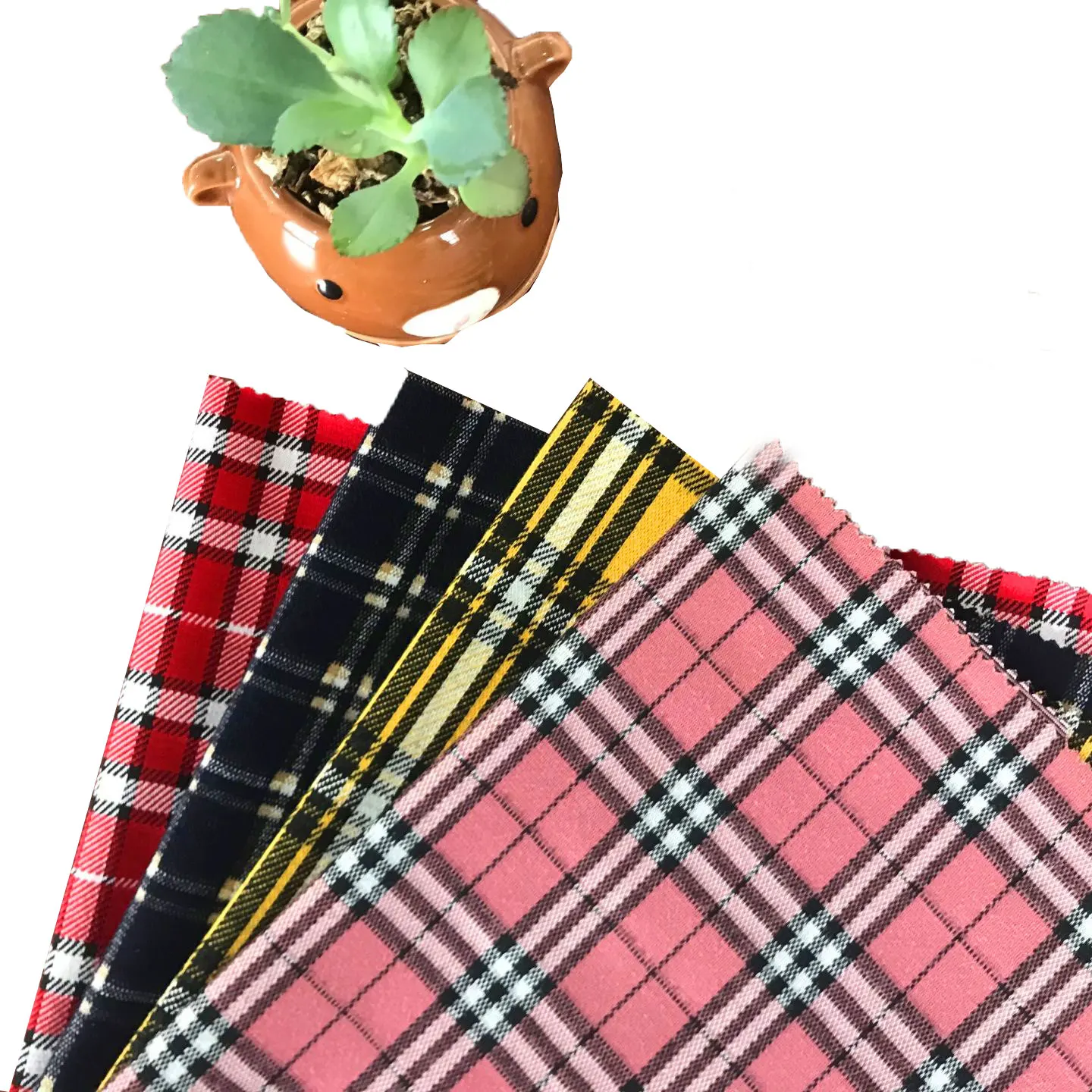 Оптовая продажа Розовая клетчатая 92% полиэстер 8% спандекс жаккардовая эластичная трикотажная ткань для школьной формы