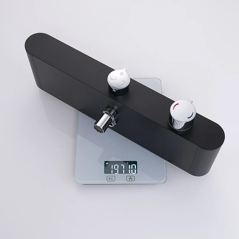 Hot Sale Matte Black Double Button Control Shower Fixtures with Shampoo Holder Shower Mixer Taps Faucets