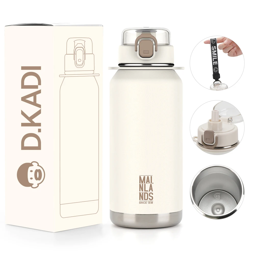 Custom 1100ml Portable Stainless Steel Vacuum Flask Double Wall Insulated Water Bottle with Handle for Hiking Travel Camping