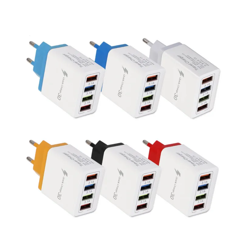 Quick Charge 3.0 USB Charger 48W 4 Ports Adapter QC 3.0 EU/US/UK Plug Wall Mobile Phone Fast Charger Home Wall Charger Travel