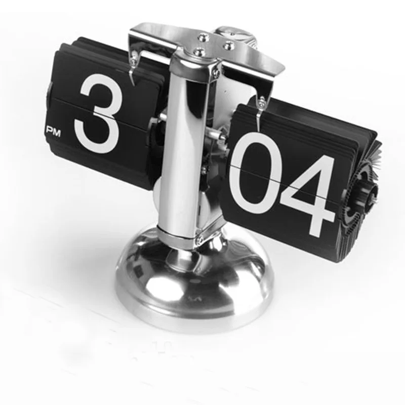 Automatic Flip Clock Retro Simple Home Living Room Table Clock Single Foot Creative Gift Scales Shape Flip Clock