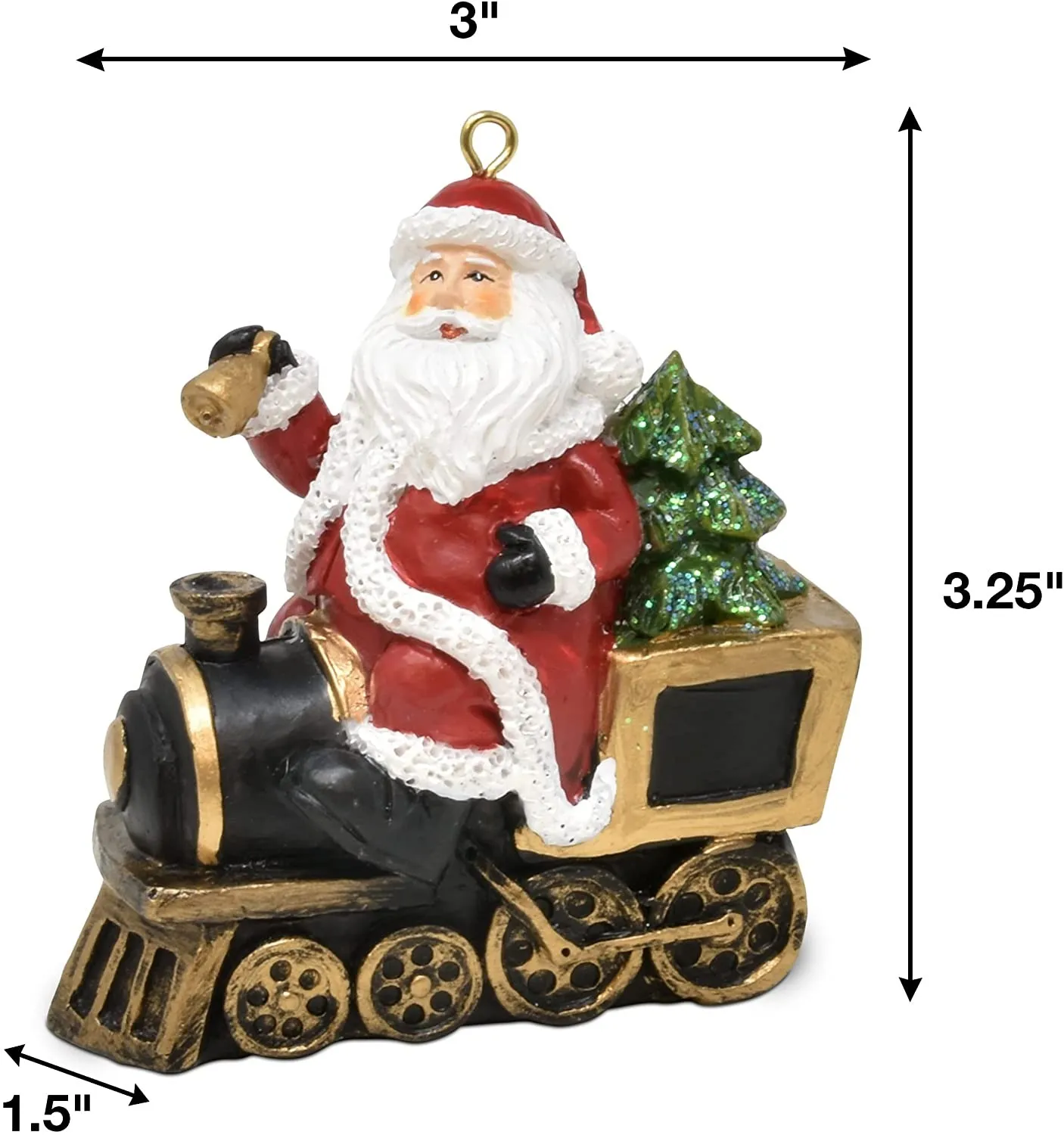 FREE SAMPLE Christmas Santa Figurines Ornaments Decoration Set of 2 Miniature Santa Sleigh and Train Holiday Tree Ornament Decor