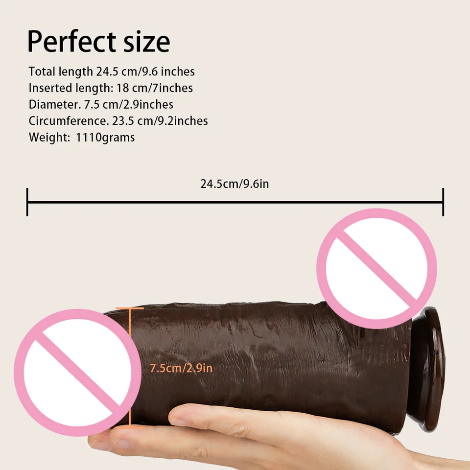 GF Thick Dildos Wholesale Dark Brown Dildos with Suction Cup Multicolor 9.6in Long Chocolate Huge Penis Sex Toys for Women