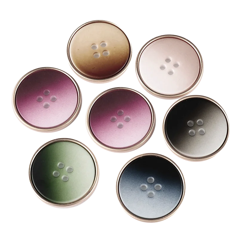 High quality luxury coat button clothes accessories embossed double-stitched button alloy four-hole jacket buttons With Coat