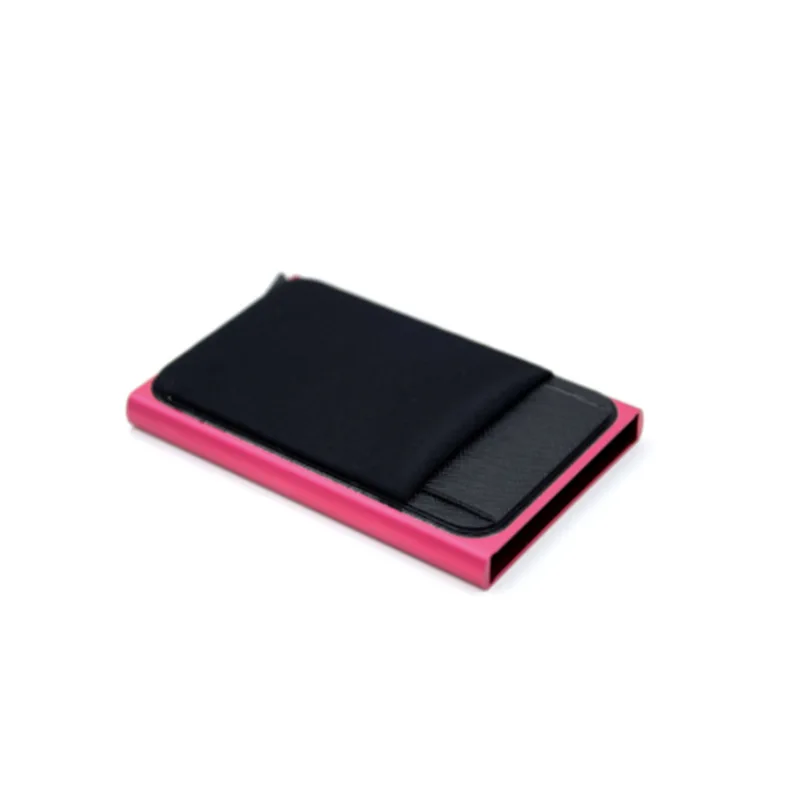 Stock Ready Metal Aluminum Credit Card Holder RFID Blocking Name Card Case with Adhesive Lycra Card Holder