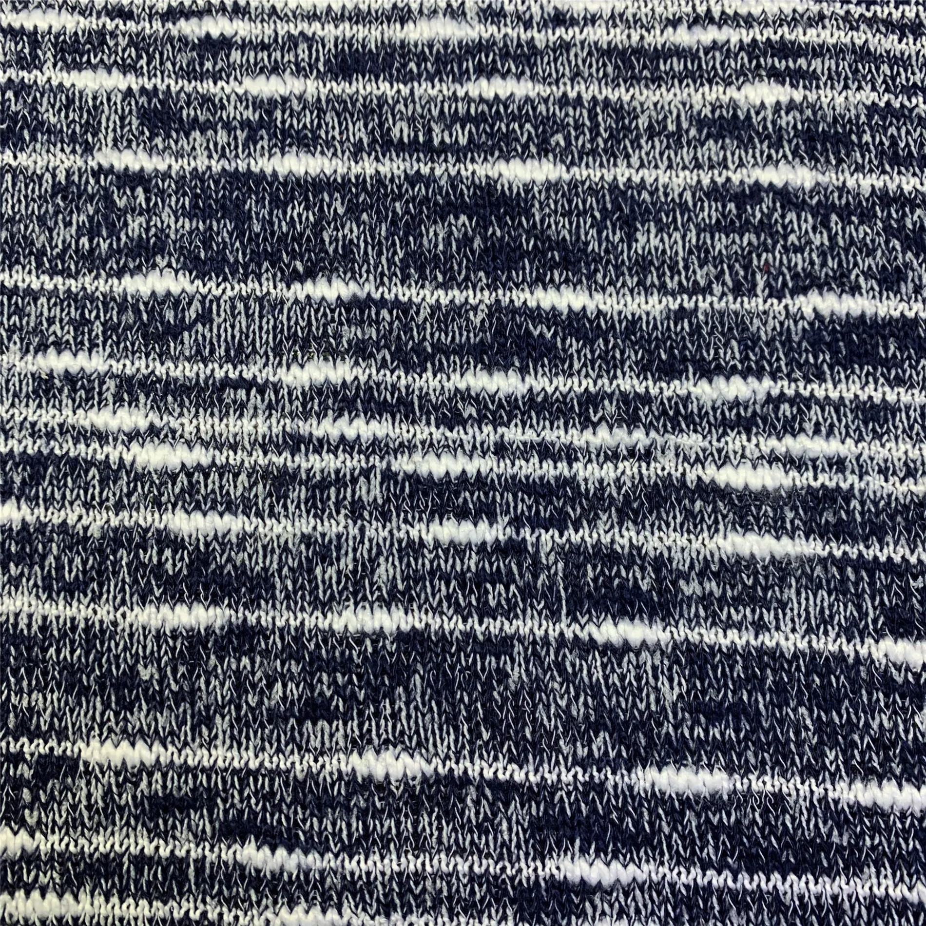 Hacci Knit Fabric Navy Melange Yarn Dyed Winter Sweater TR Blend Fabric French Hacci Terry Fabric