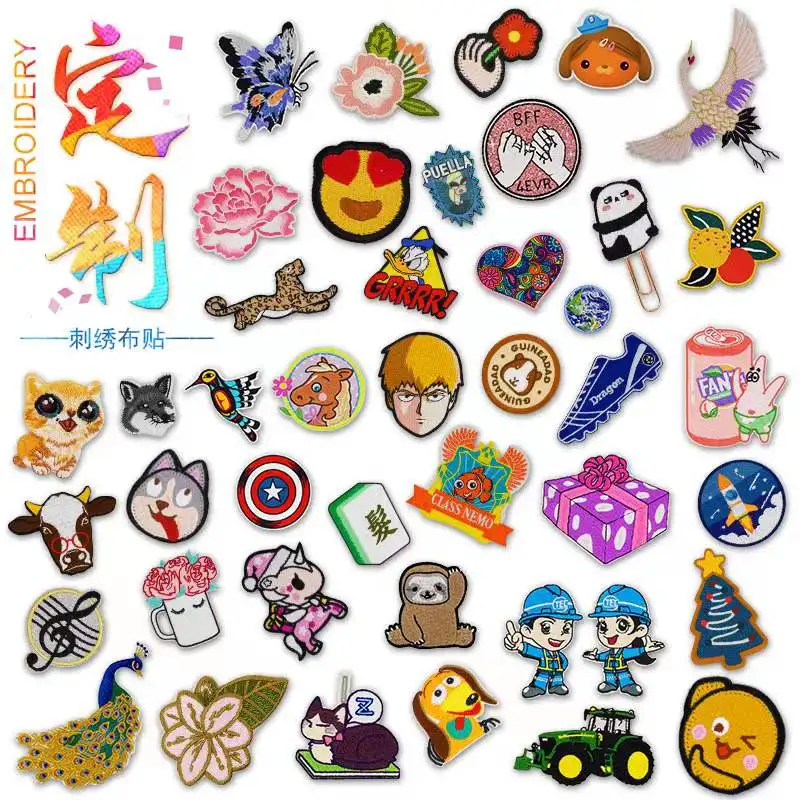 Factory custom clothing Embroidery badges  Woven logo label armbands cartoon design fabric tag