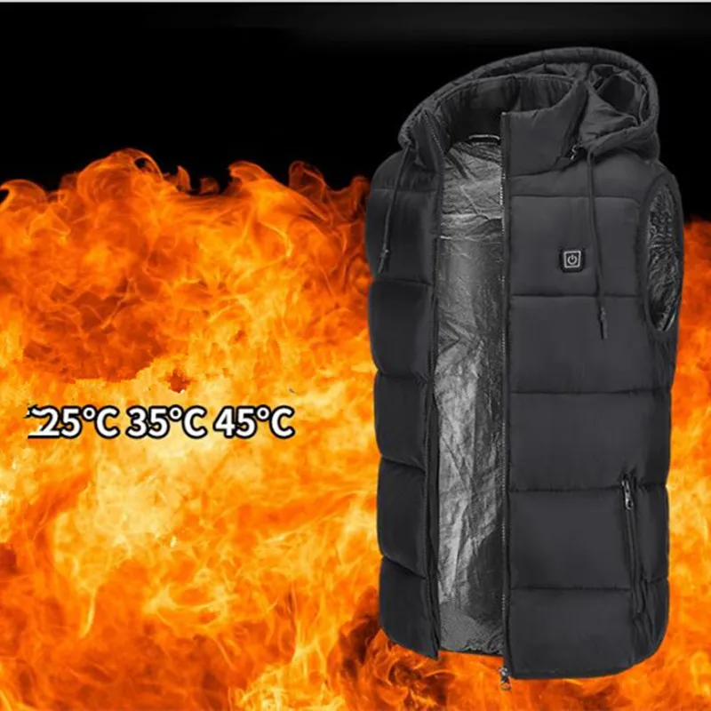 wholesale inventory Winter warm coat charging intelligent heating vest hooded heat cotton padded bodywarm vest jacket