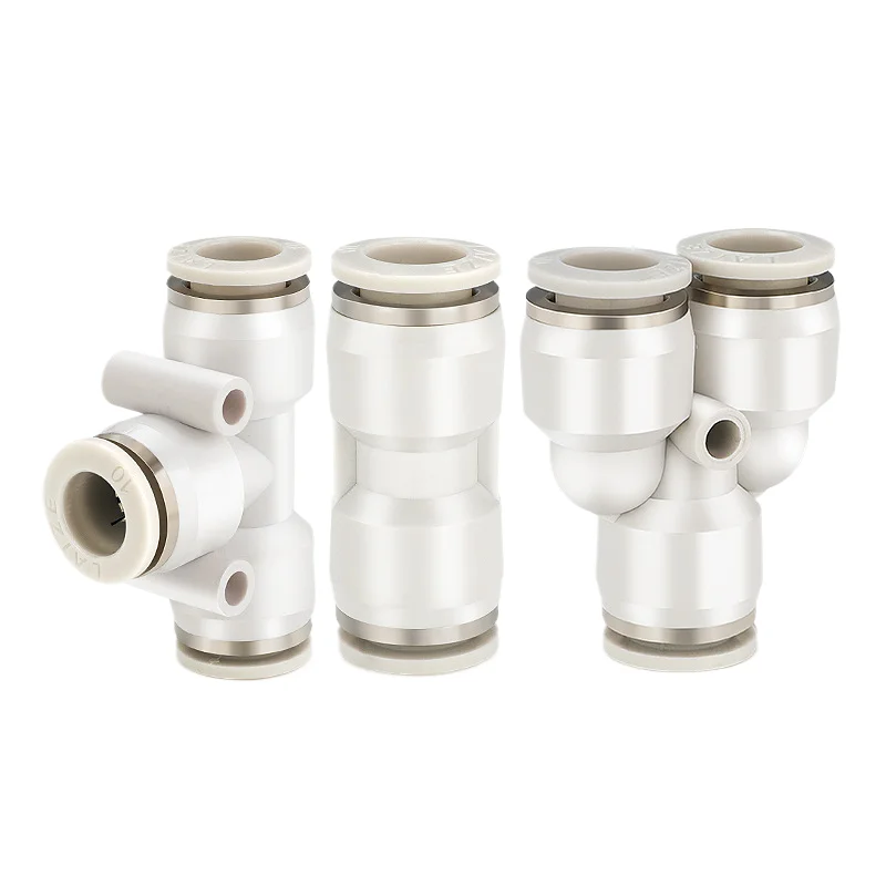 Pneumatic connector white PU fast plug PV/PY/PE4 6 8 1012 trachea through butt plastic