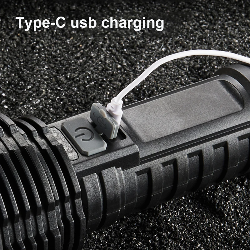 Helius Wholesale Strong Light ABS Telescopic Zoom USB Rechargeable Outdoor Work Searchlight Long Shot LED Flashlight