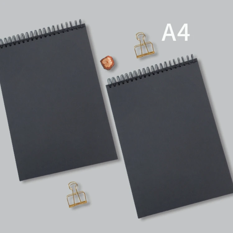 Custom Spiral Hardcover 180gsm Drawing A4 Black Art Sketch Book