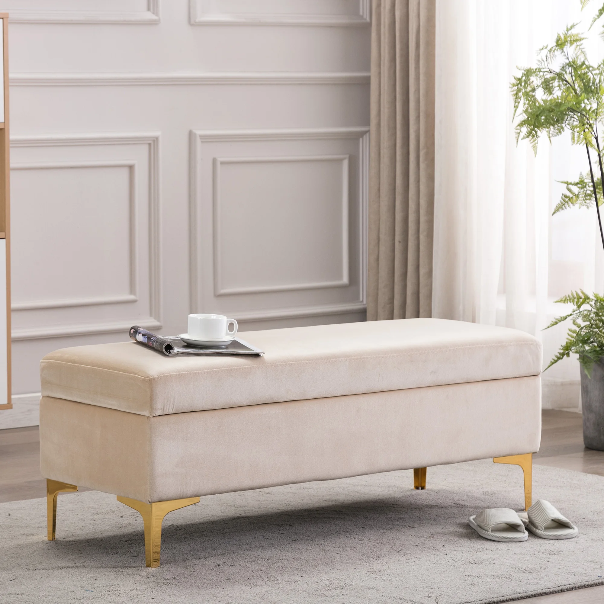 Wholesale Bedside Multi Purpose Velvet Storage Ottoman Bench Seat