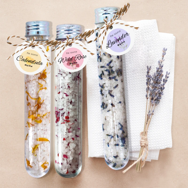 Wholesale Natural Soak Crystal Mini Bath Sea Salt Custom Bath Suppliers Private Label Body Bulk With Dried Flowers