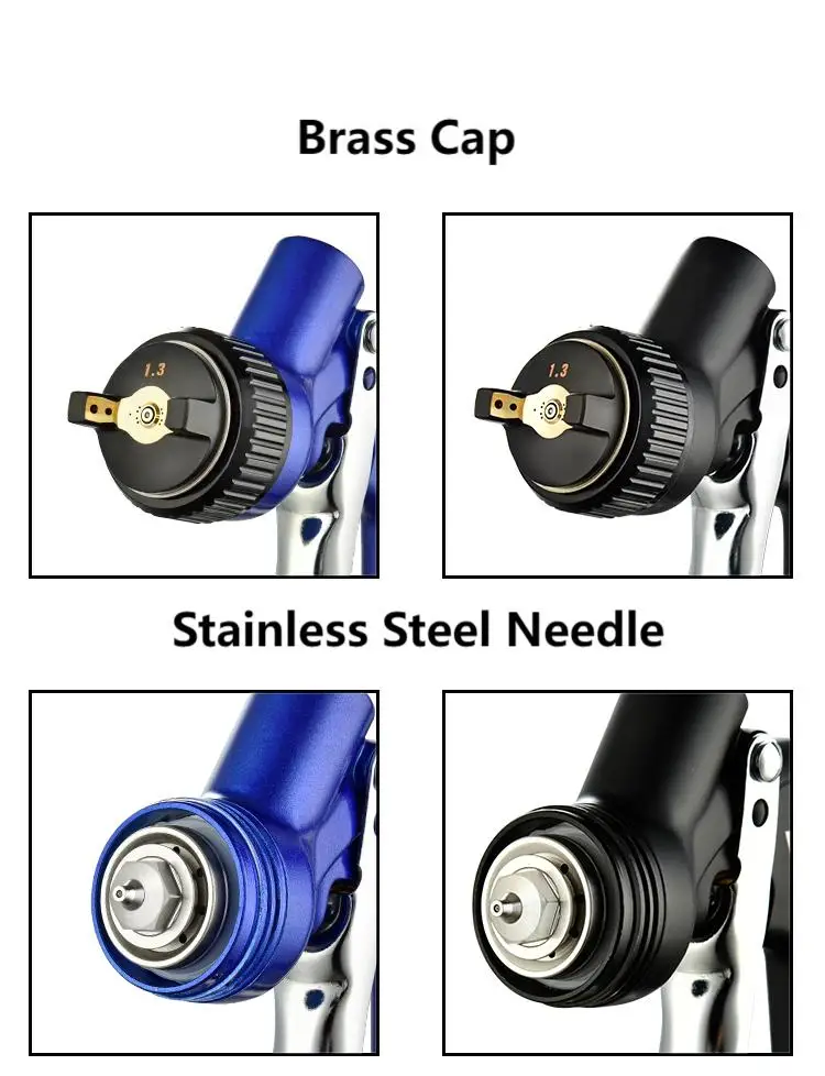 WZAUTO Hot Selling HVLP V6 600ml Large Capacity Cup 1.3mm Nozzle Top-coat Gravity Feed Paint Spray Guns For Car Painting Sprayer
