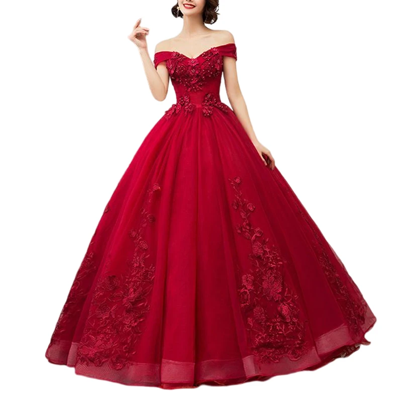 Prom Sweet 15 Dresses Ball Gowns Evening Quinceanera Dresses Elegant Embroidery Off Shoulder Party Lace Pink OEM Service Satin