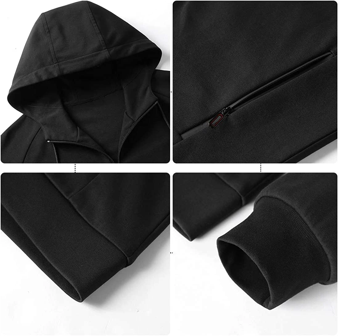 Wholesale OEM High Quality Fleece Hoodie Sets Unisex Zipper-up Sweatsuits Casual Hoody Cotton Sets