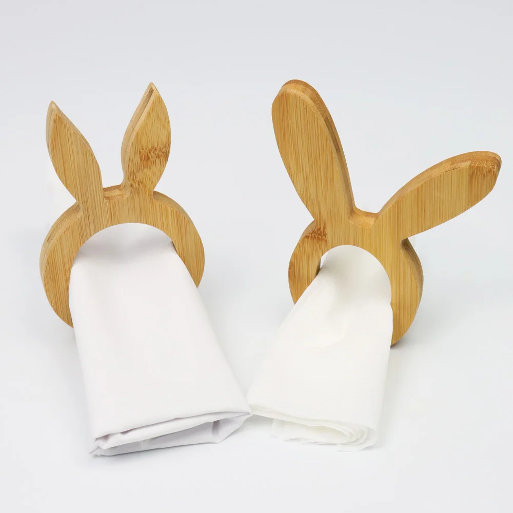 High-Quality Unique Design Natural Bamboo Bunny Shape Napkin Ring For Table Setting Decor