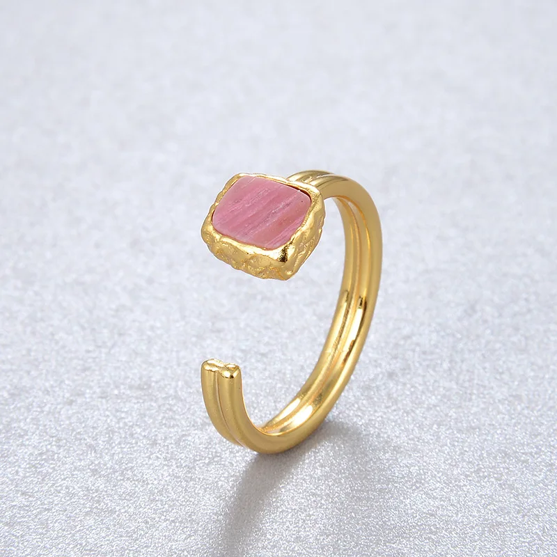 New Arrival 925 Sterling Silver Moonstone Natural Stone Adjustable Open Rings For Women