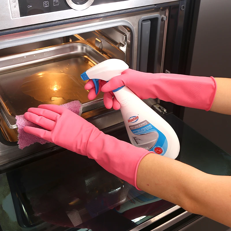 long rubber gloves pink color long latex gloves