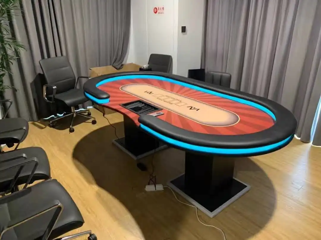 Оптовая продажа LED стол для игры в покер техасский холдем покер классический дизайн пользовательского 10 сиденье покер игровой стол