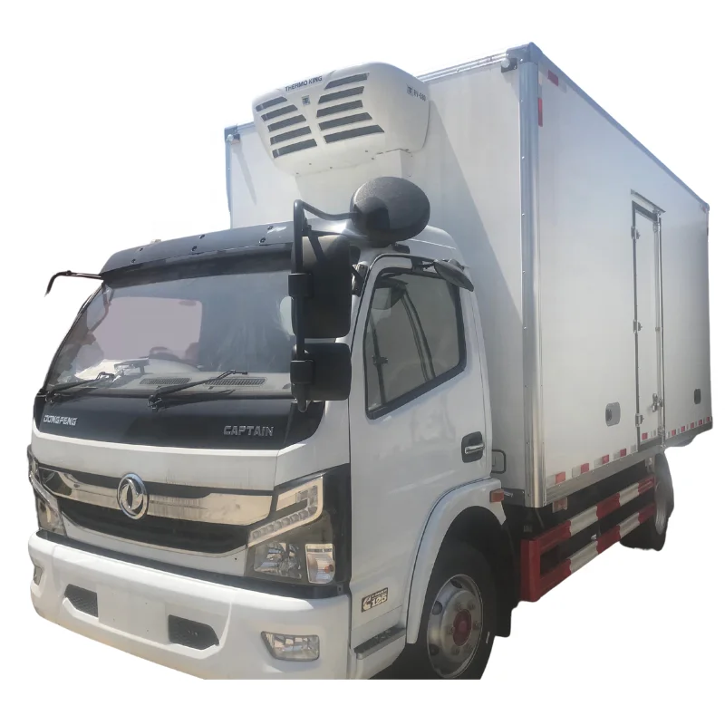 refined Chinamade 4Tons dongfeng reefer van box truck for Philippines Euro 4 diesel small new THERMO KING refrigerated truck