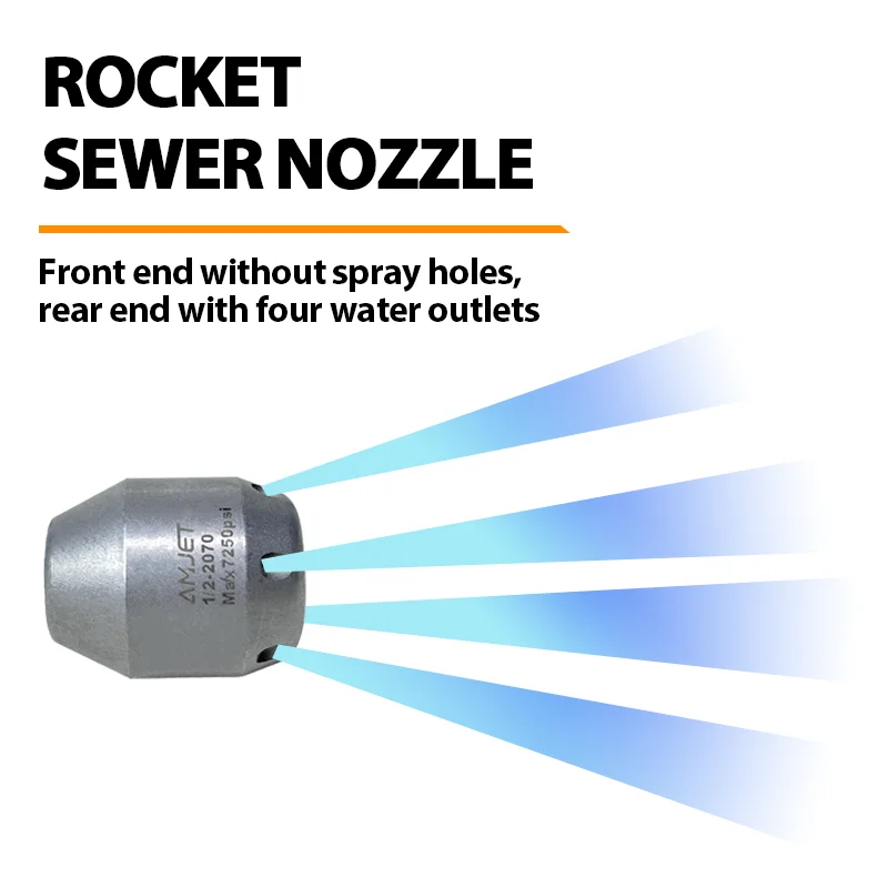 Hot selling sewer nozzle rotating jet to remove sewer stains steel female spray nozzle sewer drain nozzle guide