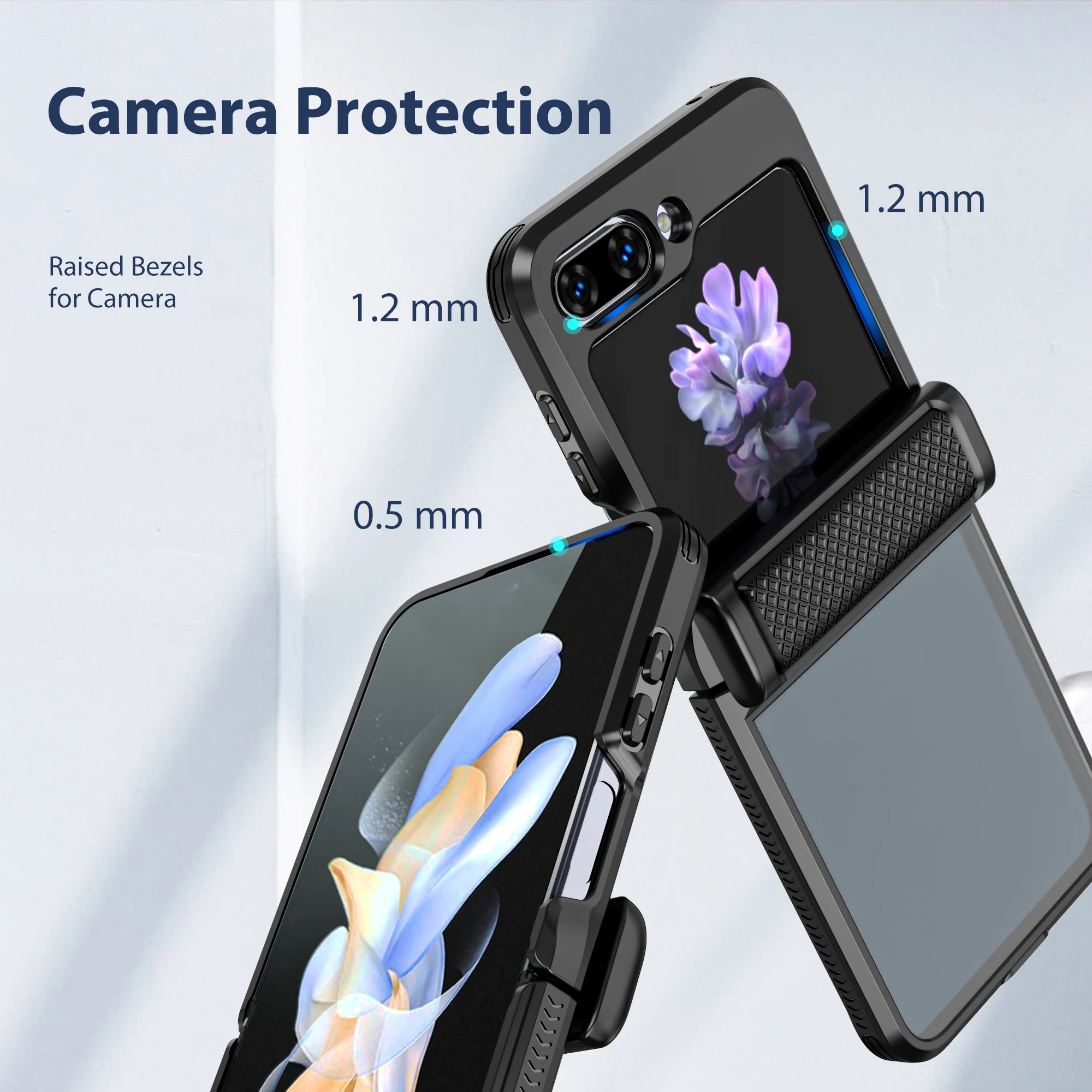 New Arrival Case For Samsung Galaxy Z Flip 5 5G Case, Clear Phone case With Rebound Hinge and Tempered Glass Lens