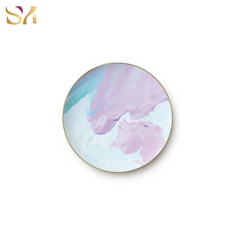 SY Dinnerware wholesaler luxury bold gold rim dinner plates ceramic dinnerware set