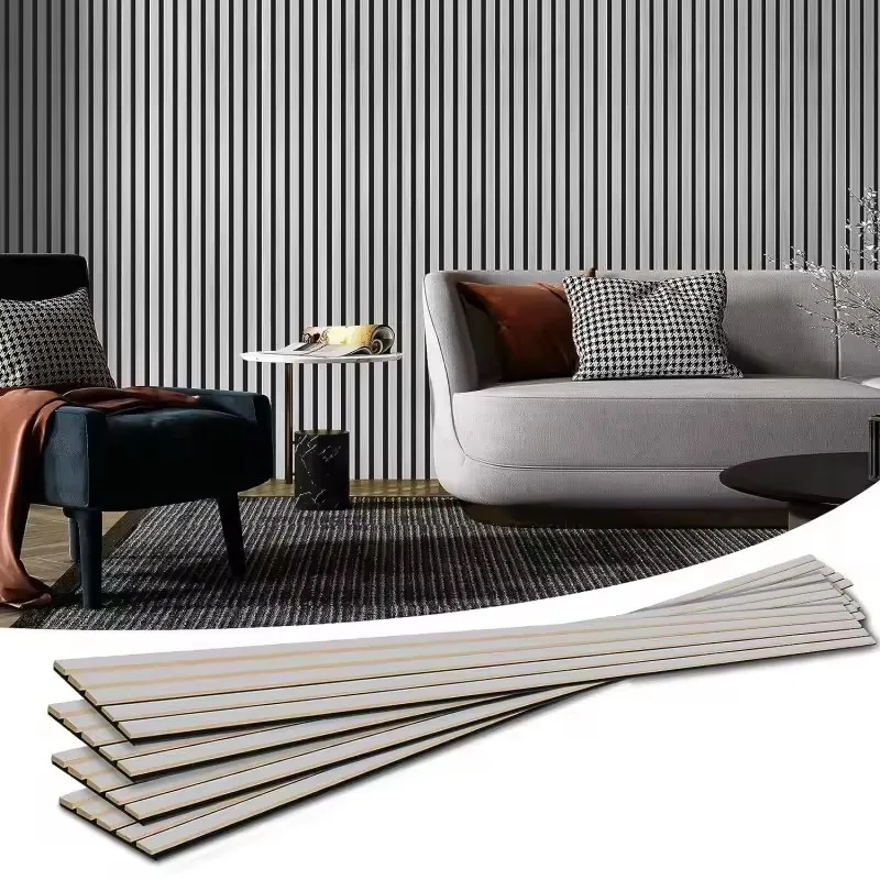 New Product DIY Self Adhesive Decorative Acoustic Panels Wall Interior Slat Sound Wall Panels