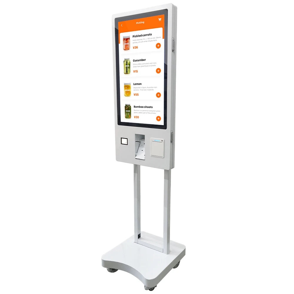 VISIGN standing payment kiosk 18.5 21.5 inch touch screen provided ordering software Printer Scanner NFC self ordering terminal