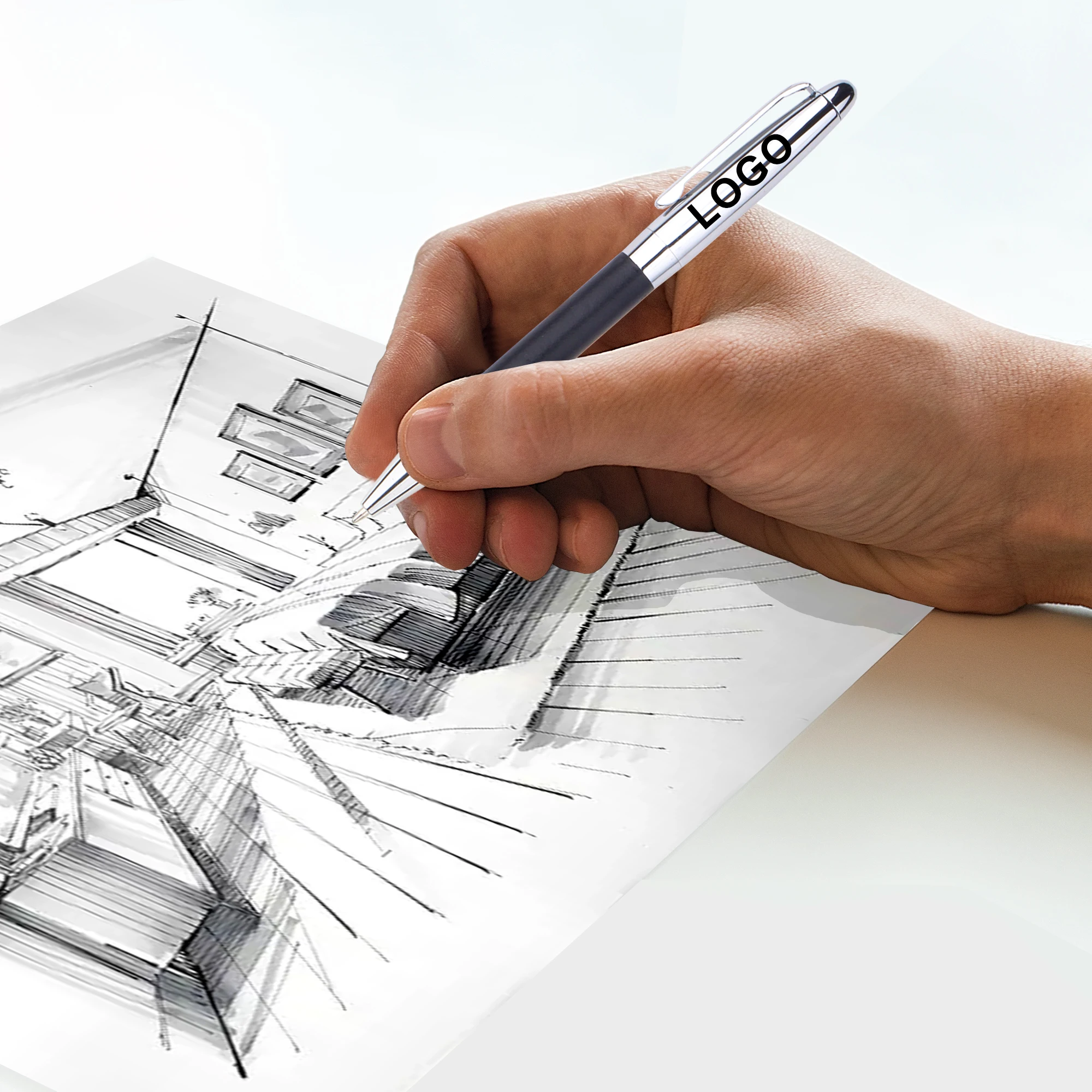 2024 Good Quality Twist Metal PU Rotating Leather Making Ball Pen With Custom Logo