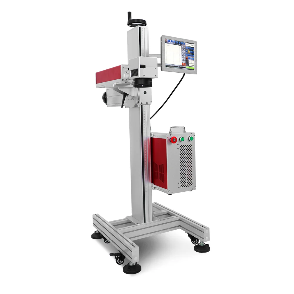 20/30W Fast Speed Expiry Date Batch Coding Machine Fiber Online Flying Laser Jet Printer For Glass Plastic Bottle