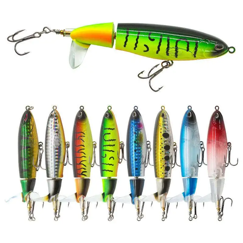 Topwater Fishing Lure 10cm/11cm/14cm Whopper Popper Artificial Bait Hard Plopper Soft Rotating Tail Fishing Tackle Fishing Bait