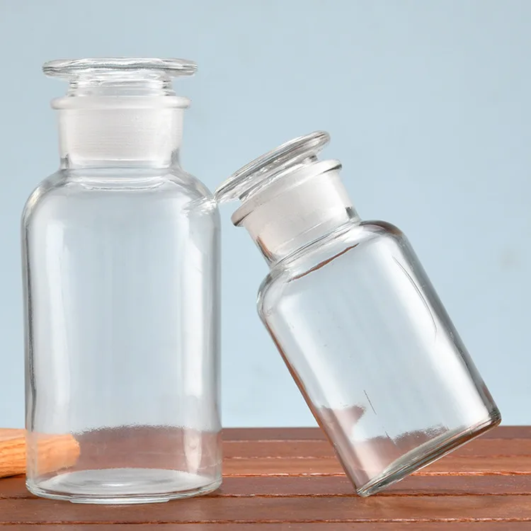 manufacturer lab apothecary glass bottle Clear Amber Wide Mouth Bud Vase Apothecary Glass Reagent Bottle And Jar With Glass Lid