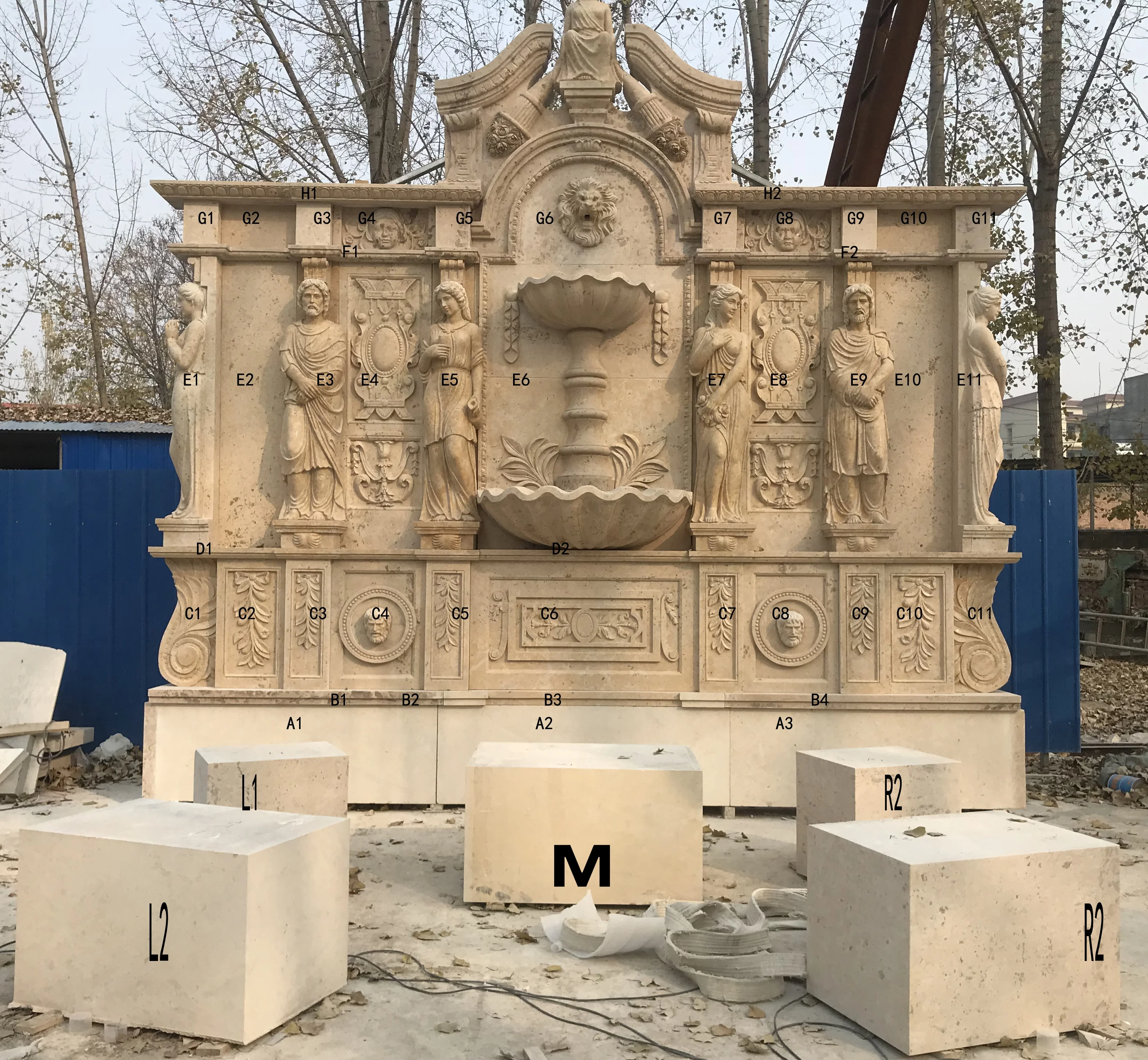 factory direct price Garden decorative natural Hand carved limestone marble wall water fountain statue