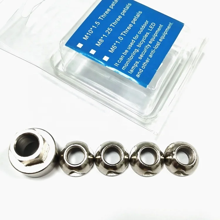 Customized Machining Stainless Steel Three Grooves Anti Theft Safety Nuts M8 Bicycle Security Lock Nuts