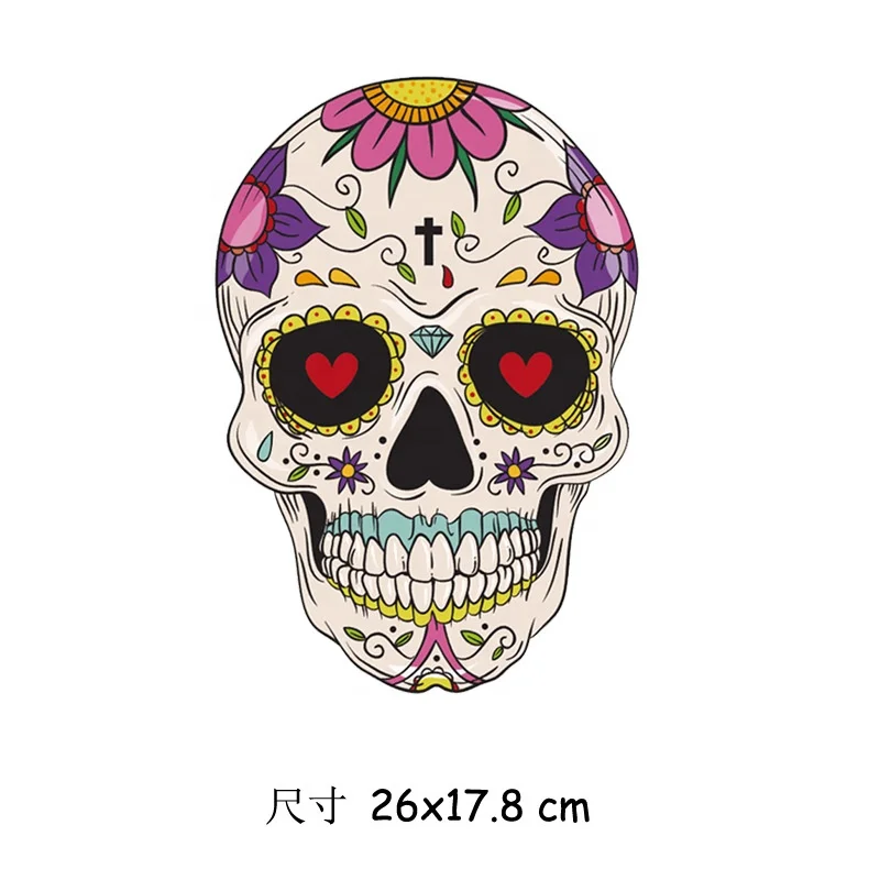 DIY T shirt jeans iron on skull printing vinyl transfer sticker custom heat transfer designs for t shirts