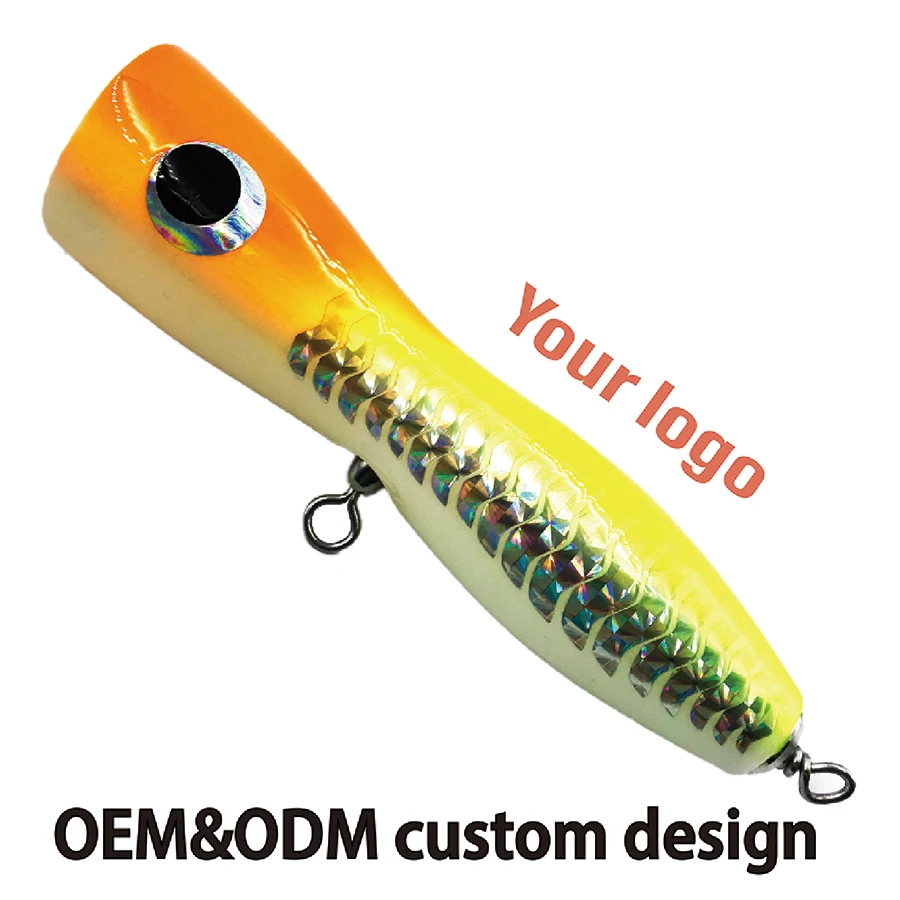 Wholesale Wooden Popper Lure Handmade Hard Trolling Fishing Baits Wood Lure Popping Bait Top Water  wooden lures