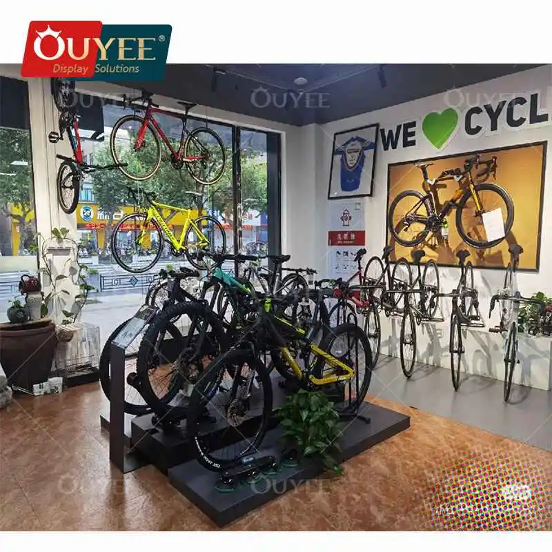 Customized Bike Store Interior Decoration Design Motorbike Showroom Cabinets Sport Bike Display Furniture