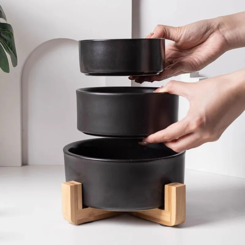Fast Shipping Wholesale Manufacturer Black Ceramic Pet Food Water Feeder Blanks Elevated Pet Dog Cat Bowl