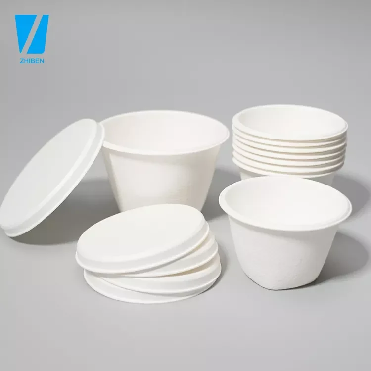Factory Hot Sale 2oz 4oz Eco-friendly Pulp Ketchup Cup 100% Biodegradable Cup Compostable Disposable Sauce Cup