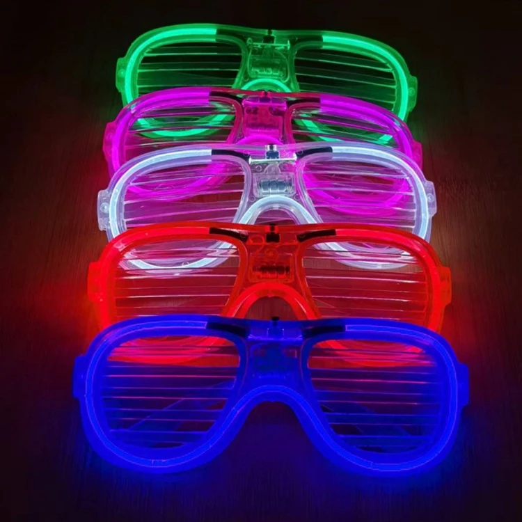 Hstyle LED Glasses Light Up Glasses Five Neon Colors Led Shutter Shades Glasses for Teens Adult Birthday Neon Party Favors